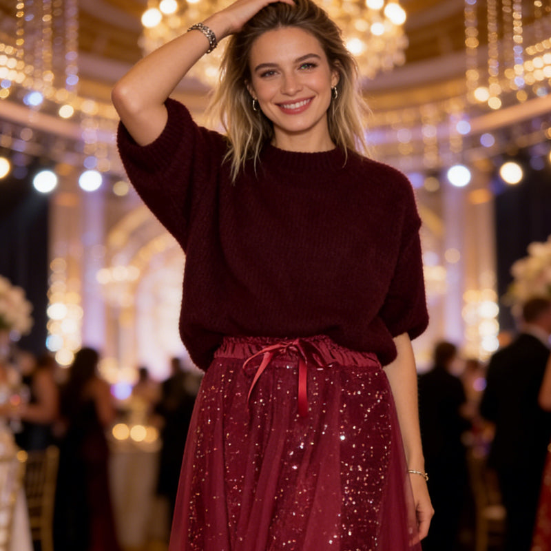 🎁Nouveau 51 % DE RÉDUCTION 👗 Ensemble top femme à paillettes et jupe en tulle - un ensemble deux pièces magnifique et élégant ✨