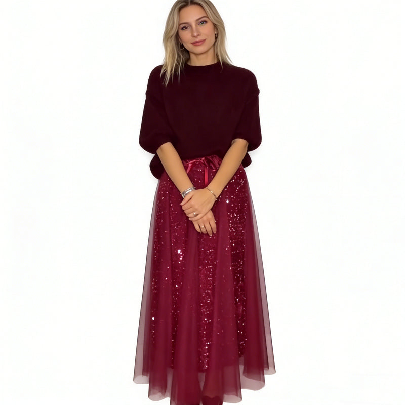 🎁Nouveau 51 % DE RÉDUCTION 👗 Ensemble top femme à paillettes et jupe en tulle - un ensemble deux pièces magnifique et élégant ✨