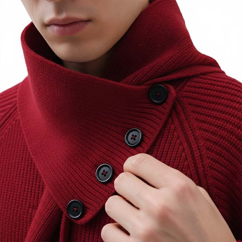 🎇Convient aussi bien aux hommes qu'aux femmes🎇Pull décontracté côtelé  avec écharpe amovible.