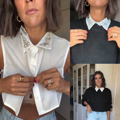 📢📢60 % de réduction !!!✨Élégant faux col en fausses perles et strass
