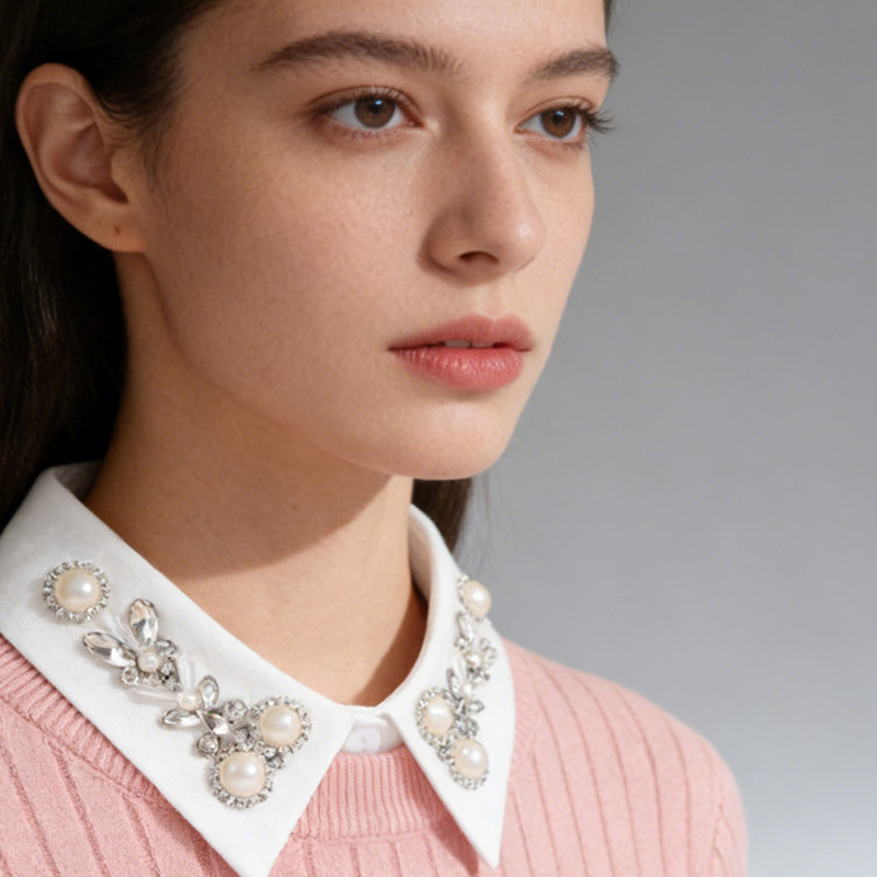 📢📢60 % de réduction !!!✨Élégant faux col en fausses perles et strass