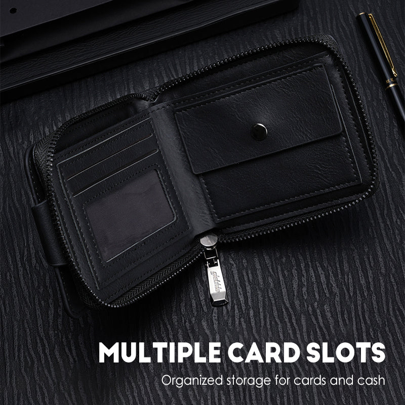 🔥Portefeuille Vintage Compact à Fermeture Éclair pour Hommes