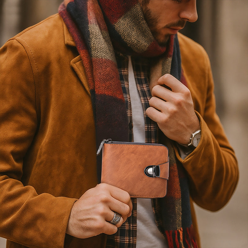 🔥Portefeuille Vintage Compact à Fermeture Éclair pour Hommes