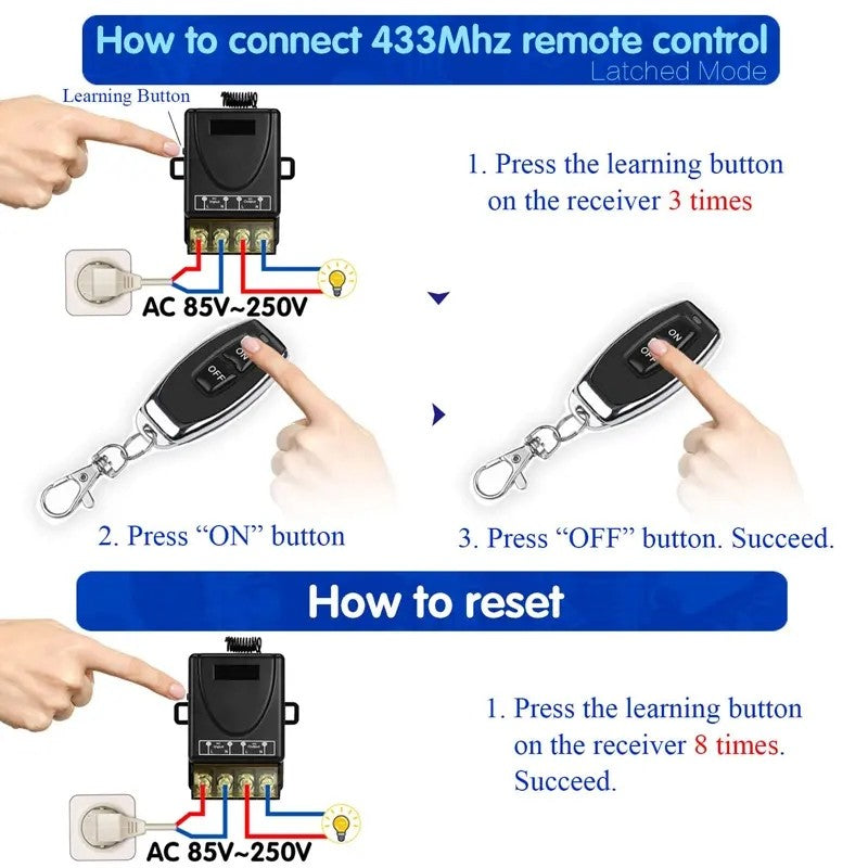 📢📢50% DE RÉDUCTION ! 📡⚡ Kit Sans Fil Interrupteur + Récepteur – Contrôle à 100 m, 30 A & Installation Sans Câblage ⚙️