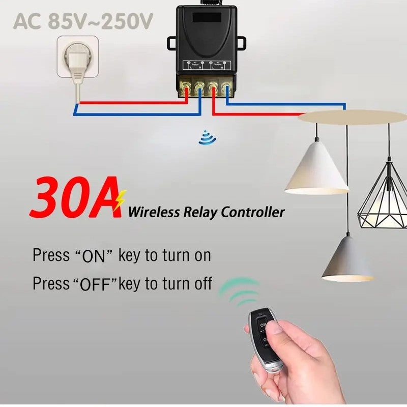 📢📢50% DE RÉDUCTION ! 📡⚡ Kit Sans Fil Interrupteur + Récepteur – Contrôle à 100 m, 30 A & Installation Sans Câblage ⚙️