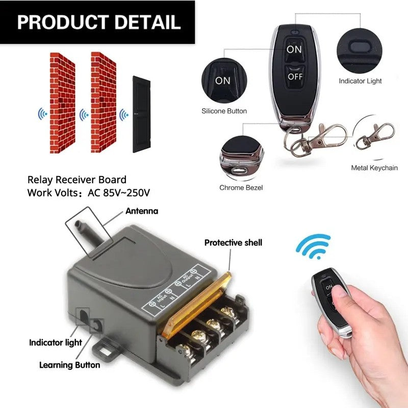 📢📢50% DE RÉDUCTION ! 📡⚡ Kit Sans Fil Interrupteur + Récepteur – Contrôle à 100 m, 30 A & Installation Sans Câblage ⚙️