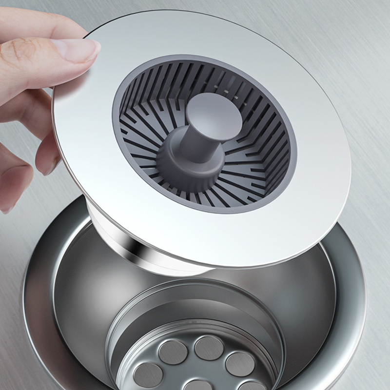 Bouchon de vidange d'évier escamotable avec crépine