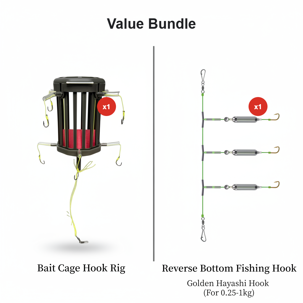 Reverse Bottom Bait Cage Hook Rig