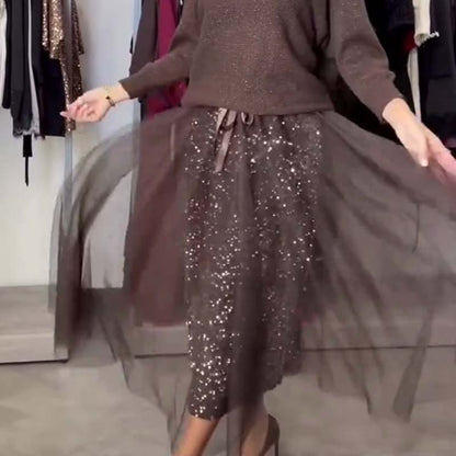 Ensemble 2 pièces pour femme : haut en maille et robe en maille