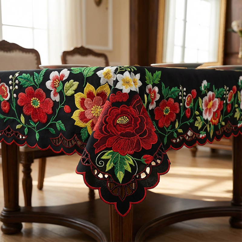 🔥Vente chaude🔥Nappe florale mexicaine avec bord festonné (50% de réduction)