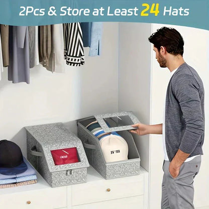 🧢 60% DE RÉDUCTION ! 🎉 Boîtes Empilables pour Casquettes – Transparentes, Modulables & Gain de Place ⚾📦