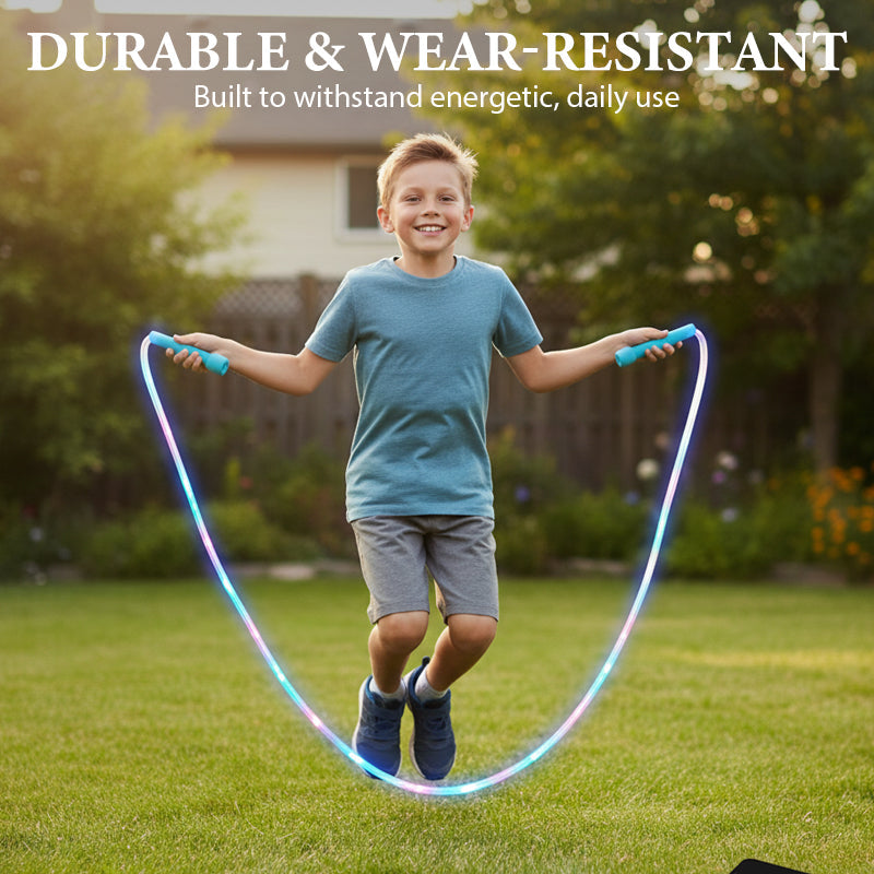 📢📢 Achetez-en un, obtenez-en un gratuitement ! 🏅 Corde à sauter lumineuse à LED pour enfants – trois modes d'éclairage, longueur réglable, poignées antidérapantes ! ⏰✨👧