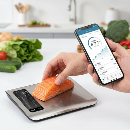 ⚖️Balance Alimentaire Intelligente – Connexion Bluetooth, Suivi des Nutriments & Design Moderne📱