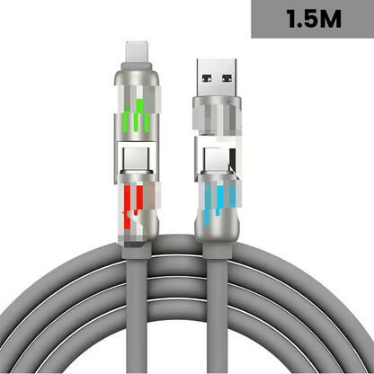 🔥 [Achetez 1, obtenez 1 gratuit] 🔥 Câble USB-C 4-en-1, charge rapide PD, synchronisation des données, EXAVON USB-A, Type-C, Lightning, aluminium, compatible