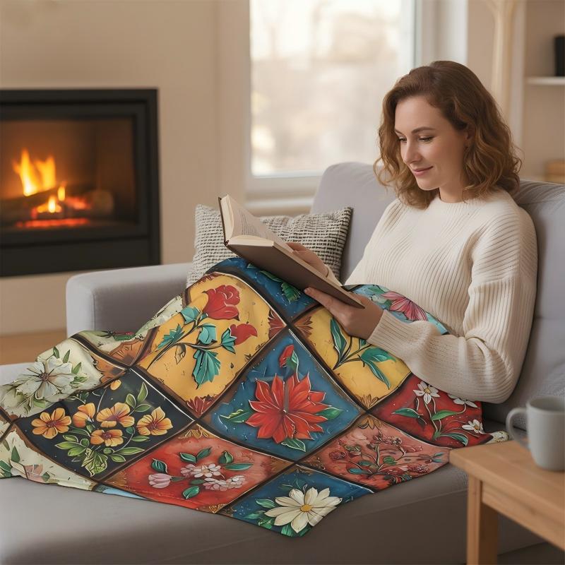 Couverture florale douillette et douce en flanelle