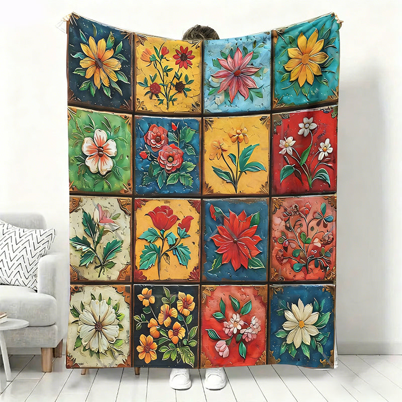 Couverture florale douillette et douce en flanelle
