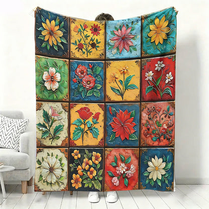 Couverture florale douillette et douce en flanelle