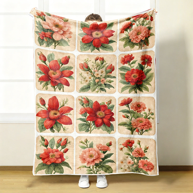 Couverture florale douillette et douce en flanelle
