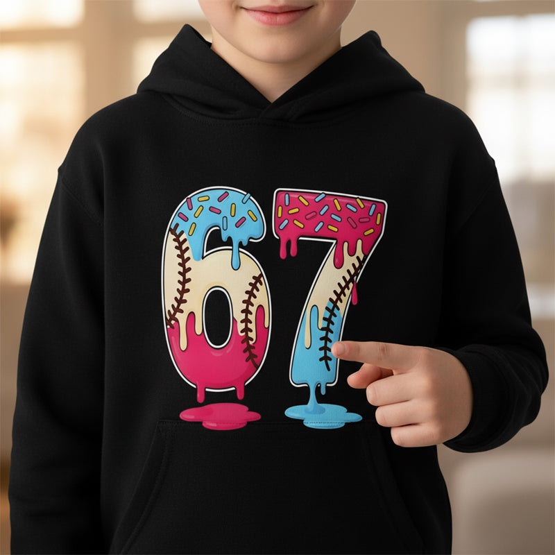 🔥👉 50% de réduction ! Sweat à Capuche Enfant avec Mème 67 – Impression Numérique Éclatante, Confortable & Polyvalent pour Tous les Jours !