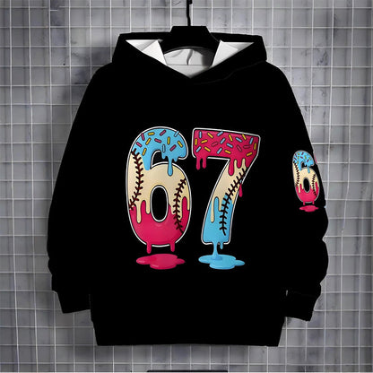 🔥👉 50% de réduction ! Sweat à Capuche Enfant avec Mème 67 – Impression Numérique Éclatante, Confortable & Polyvalent pour Tous les Jours !