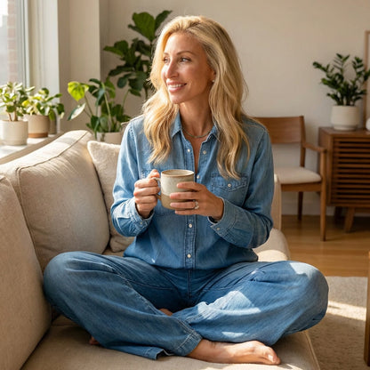 👖 60% DE RÉDUCTION! 🌙 Pyjama Femme Fausse Toile de Jean – 2 Pièces Doux & Confortable, Pour Dormir ou Style Décontracté 🏠
