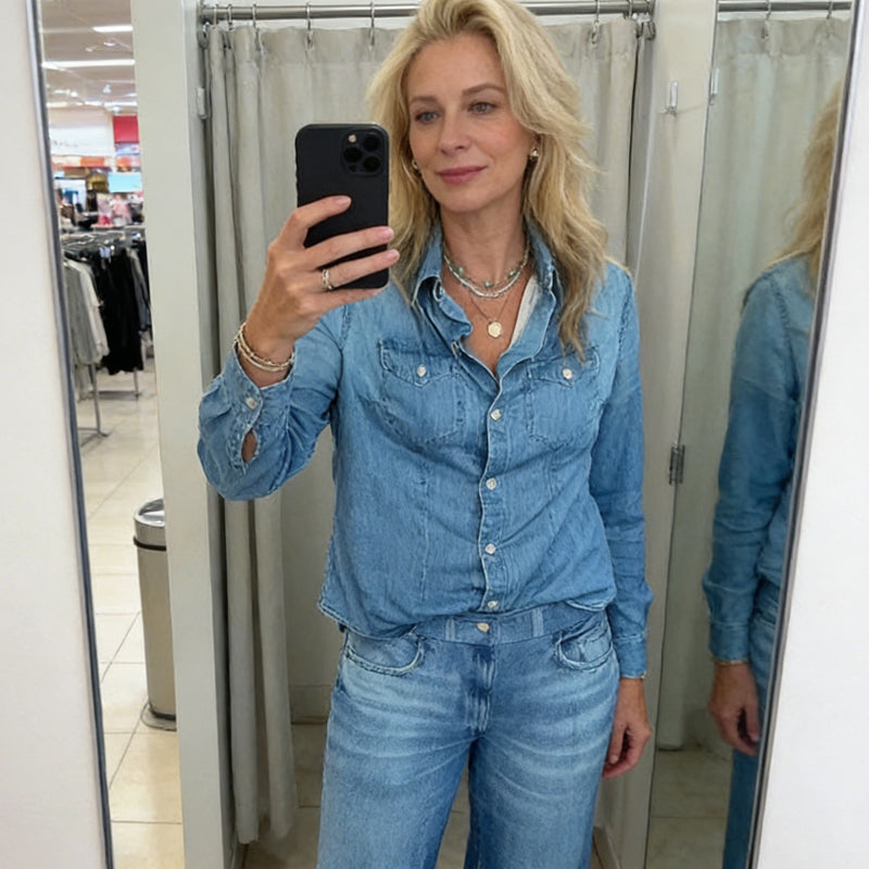 👖 60% DE RÉDUCTION! 🌙 Pyjama Femme Fausse Toile de Jean – 2 Pièces Doux & Confortable, Pour Dormir ou Style Décontracté 🏠