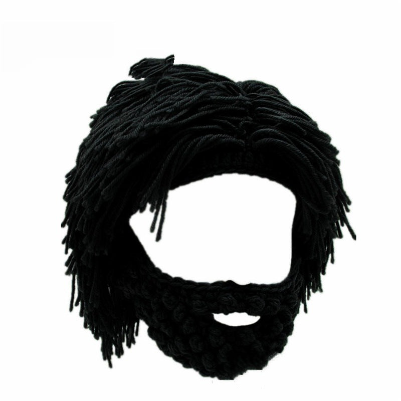 📢📢50% de réduction ! 🎩Chapeau Punk avec Perruque et Barbe Tricotée✨Style Unique, Prêt à Porter & Accessoire de Déguisement💥