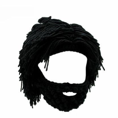 📢📢50% de réduction ! 🎩Chapeau Punk avec Perruque et Barbe Tricotée✨Style Unique, Prêt à Porter & Accessoire de Déguisement💥