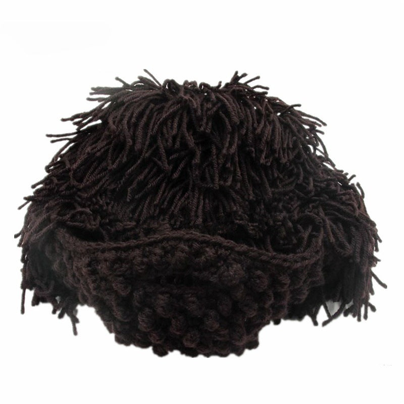 📢📢50% de réduction ! 🎩Chapeau Punk avec Perruque et Barbe Tricotée✨Style Unique, Prêt à Porter & Accessoire de Déguisement💥