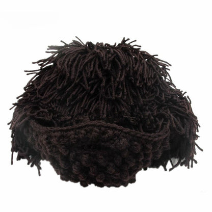📢📢50% de réduction ! 🎩Chapeau Punk avec Perruque et Barbe Tricotée✨Style Unique, Prêt à Porter & Accessoire de Déguisement💥