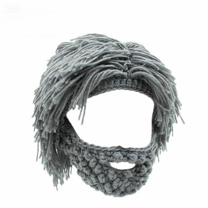 📢📢50% de réduction ! 🎩Chapeau Punk avec Perruque et Barbe Tricotée✨Style Unique, Prêt à Porter & Accessoire de Déguisement💥