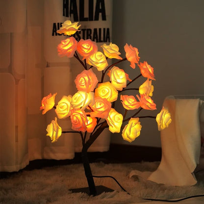 🌹✨Veilleuse arbre avec motif fleur de rose, lampe de table alimentée par USB
