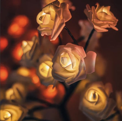 🌹✨Veilleuse arbre avec motif fleur de rose, lampe de table alimentée par USB