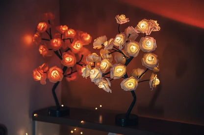 🌹✨Veilleuse arbre avec motif fleur de rose, lampe de table alimentée par USB