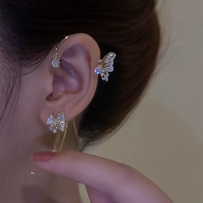 Boucles d'oreilles à pompons fleur papillon