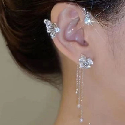 Boucles d'oreilles à pompons fleur papillon