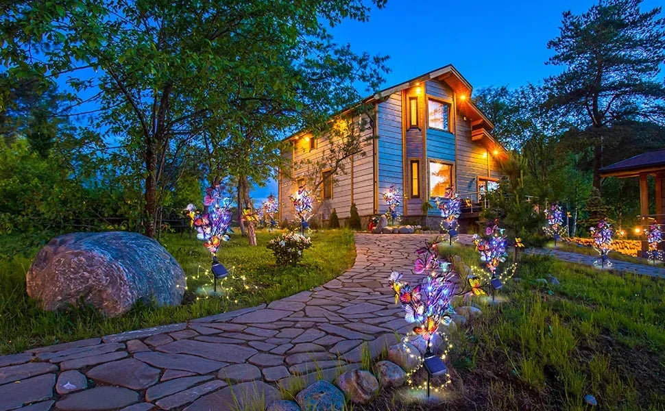 🦋Lumières solaires extérieures en forme de papillon💐