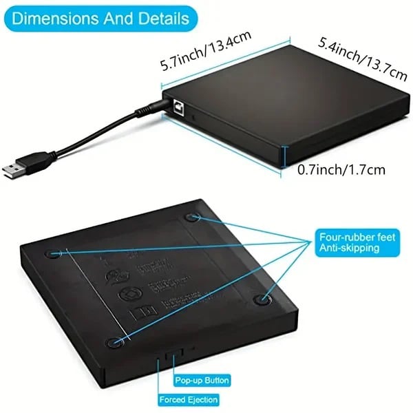 📢📢58% de réduction ! 💿💻 Lecteur CD/DVD Externe – Plug & Play, Portable & Compatible Mac/Windows