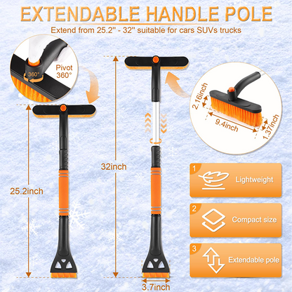 📢📢 50% DE RÉDUCTION ! 🧊Duo Grattoir & Brosse Télescopique - Déglacez Vite en Hiver