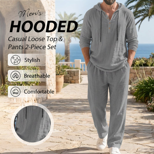 🔈🔈OFFRE À DURÉE LIMITÉE - 50 % DE RÉDUCTION🔥Ensemble 2 pièces pour homme : haut à capuche ample et pantalon