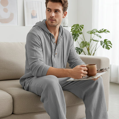 🔈🔈OFFRE À DURÉE LIMITÉE - 50 % DE RÉDUCTION🔥Ensemble 2 pièces pour homme : haut à capuche ample et pantalon