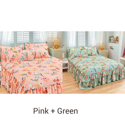 📢📢50 % de réduction !! ⏰Ensemble de jupe de lit à volants 3 pièces🛏️