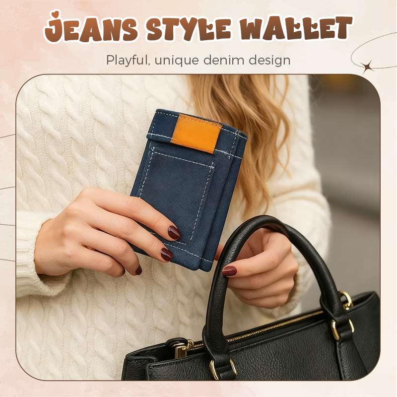 Stylish Creative Mini Jeans-Shaped Wallet → Portefeuille créatif mini en forme de jean élégant