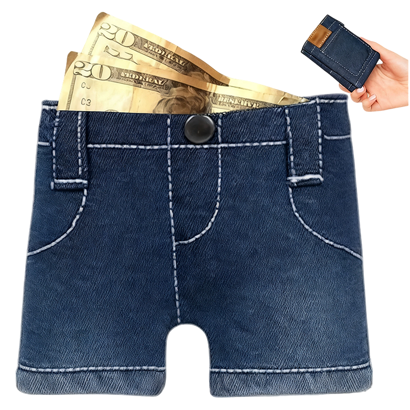 Stylish Creative Mini Jeans-Shaped Wallet → Portefeuille créatif mini en forme de jean élégant