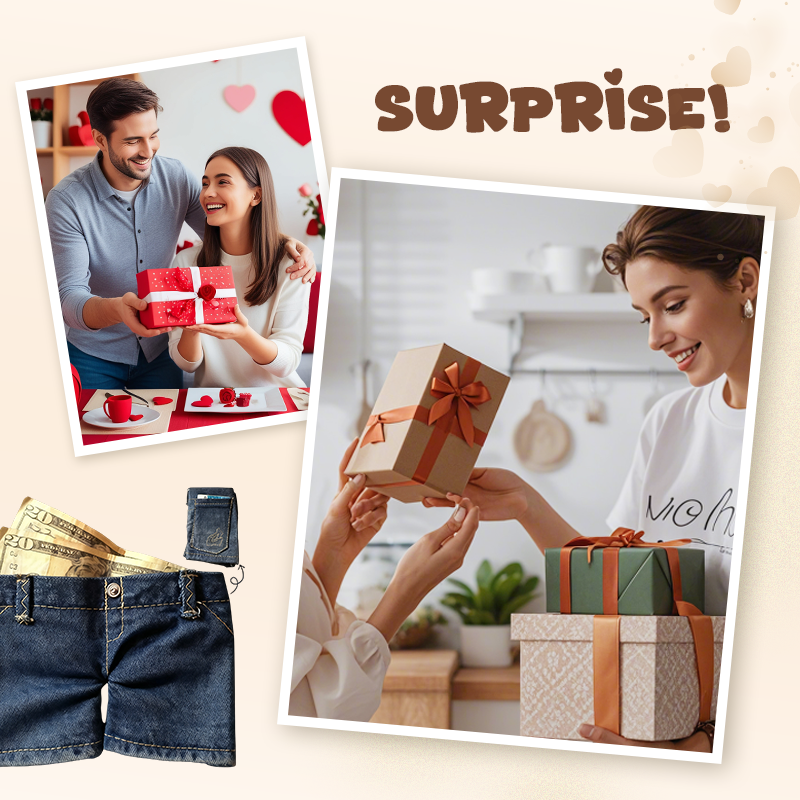 Stylish Creative Mini Jeans-Shaped Wallet → Portefeuille créatif mini en forme de jean élégant