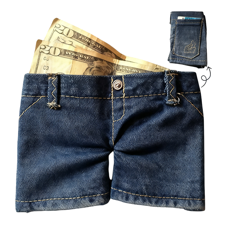 Stylish Creative Mini Jeans-Shaped Wallet → Portefeuille créatif mini en forme de jean élégant