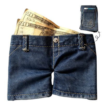 Stylish Creative Mini Jeans-Shaped Wallet → Portefeuille créatif mini en forme de jean élégant