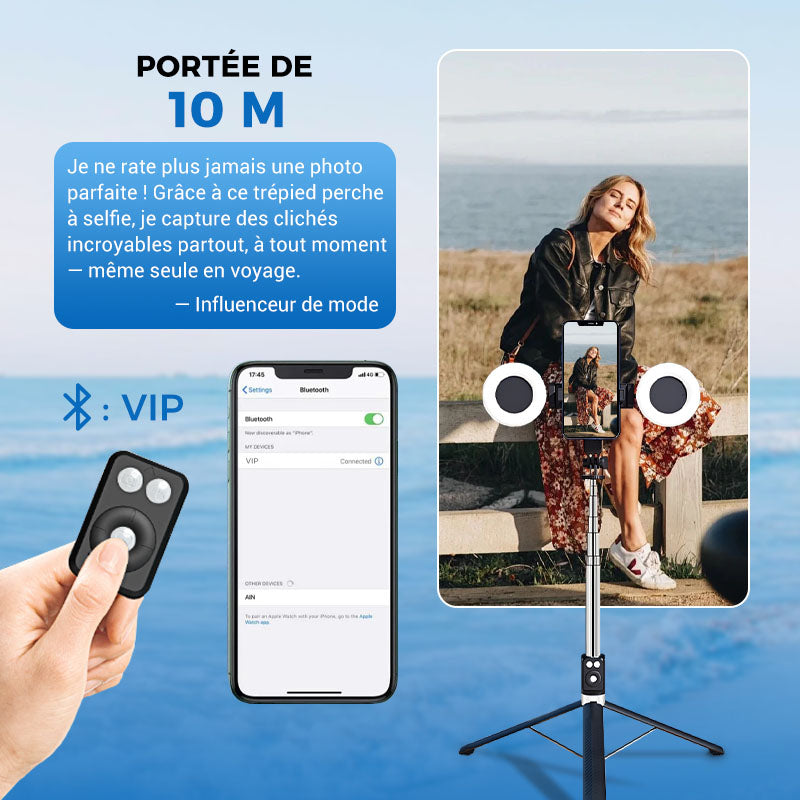 📢📢60 % de réduction !! ⏰Nouvelle perche à selfie Bluetooth 6 en 1