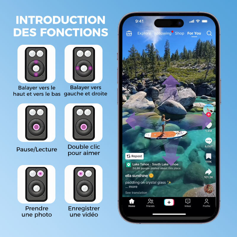 📢📢60 % de réduction !! ⏰Nouvelle perche à selfie Bluetooth 6 en 1