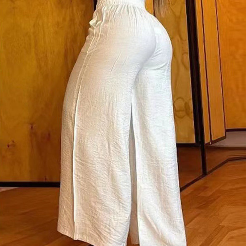 📢📢49 % de réduction !! ⏰Pantalon taille haute à jambes larges pour femme avec ceinture décorative